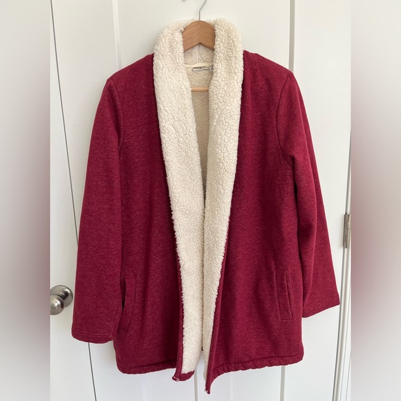 L.L. Bean Sweaters - LL Bean Womens M Sherpa Lined Cozy Lounge Cardigan 505470 Shawl Collar Pockets